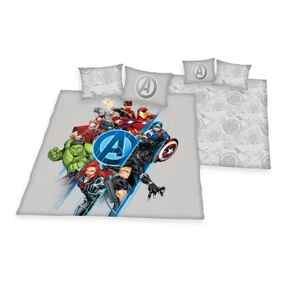 Marvel Avengers Break Thru Double Duvet Cover PolyCotton Reversible Grey Bedding Set With Matchi