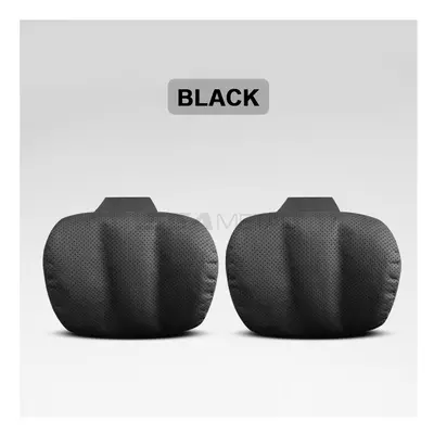 (Black 2pcs) Breathable Leather Car Seat Headrest Neck Support Car Neck Pillows For