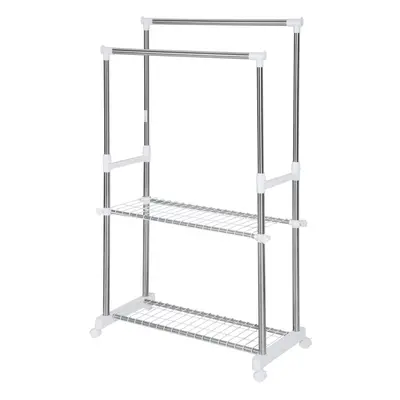 Double Clothes Rail Heavy Duty Hanging Rack Garment Display Stand Shoes Storage