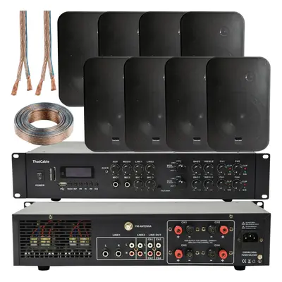 800W Bluetooth Sound System 8x 200W Black Wall Speaker Zone Matrix Amplifier