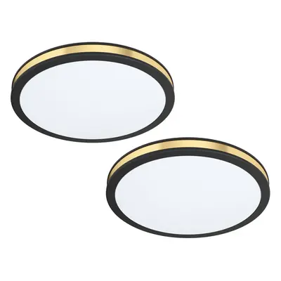 2 PACK Wall Flush Ceiling Light Colour Black Shade White Gold Plastic LED 12W