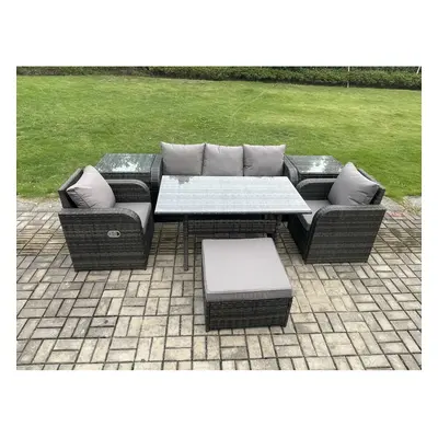 Fimous Wicker PE Rattan Garden Furniture Set Outdoor Rectangular Dining Table and Chair Sofa Set