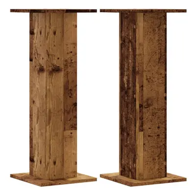 (old wood, x x cm) vidaXL Speaker Stands Living Room Speaker Floor Stand pcs Engineered Wood