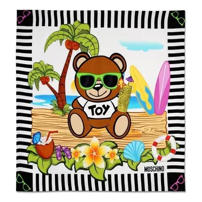 Moschino Toy Bear Island Silk Scarf - Black