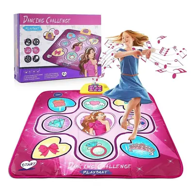 (pink, 100x86.5cm) Dance Mat, Electronic Light Up Dance Pad Musical Play Mats Dancing Floor Game