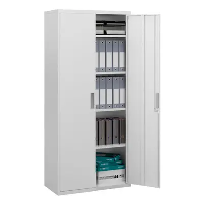 HOMCOM Lockable Metal Cabinet with Doors, File Cabinet for Home Office, White