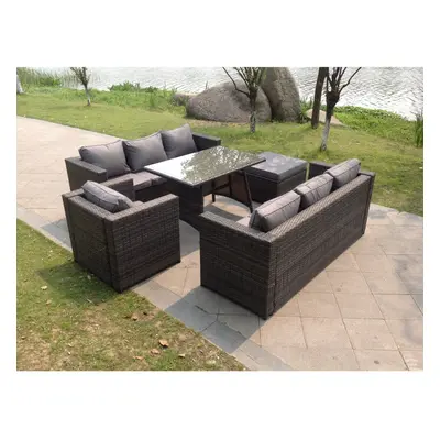 Fimous Seater Lounge Rattan Sofa Ottoman Garden Furniture Outdoor