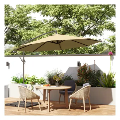 Outsunny 3(m) Banana Parasol Cantilever Umbrella Garden w/ Base Weights