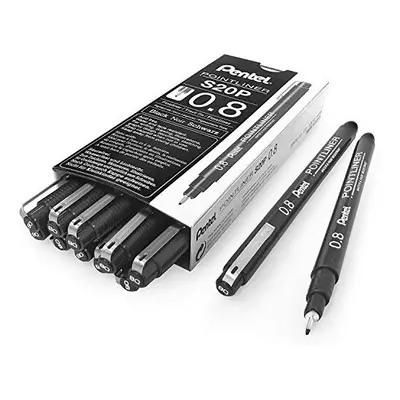 Pentel Arts Pointliner, 0.8mm Tip, Black Pigment ink, Pack of pens