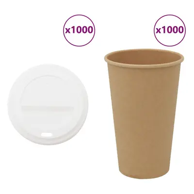 (16oz/400ml) vidaXL Paper Coffee Cups with Lids Disposable Cup Hot Beverage Cup pcs