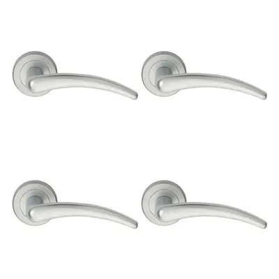 4x PAIR Arched Tapered Bar Handle on Round Rose Concealed Fix Satin Chrome