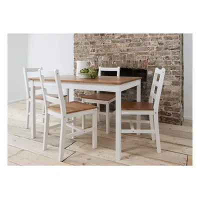 Annika Dining Table in White & Natural Pine