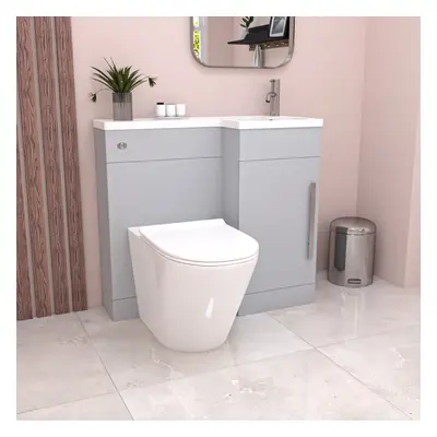 Nes Home Matte Grey 900mm Right Hand WC Basin Vanity and Toilet Unit Flat Pack