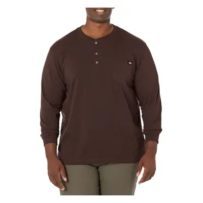 Dickies Mens Long Sleeve Heavyweight Henley chocolate Brown Large