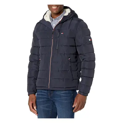 Tommy Hilfiger Men's Midweight Sherpa Lined Hooded Water Resistant Puf