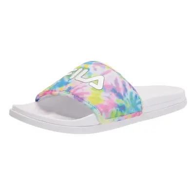 Fila Women's Drifter Lux Tiedye Slide Sandal White/Lettuce Green/Ethe