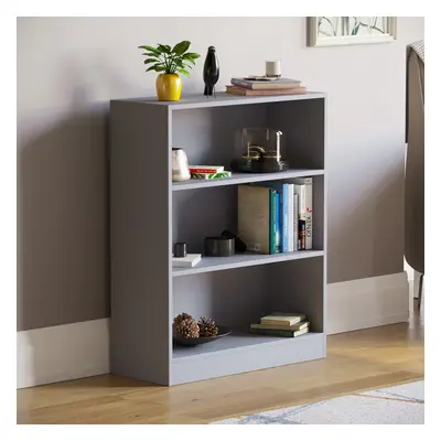 (Grey) Cambridge Tier Low Bookcase Wide Shelf Storage