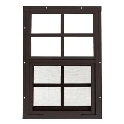 Shed Window 12"" W x 18"" H Flush Mount Brown for Sheds Playhouses