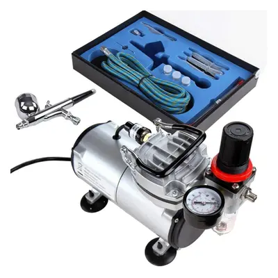 Timbertech Airbrush Kit with Compressor ABPST05 Double Action Airbrush Gun and Accessories (Nozz