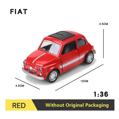 (F-RED) 1:36 Alloy Vintage Diecast Car Model FIAT MINI Classic Pull Back Car Model Miniature Veh