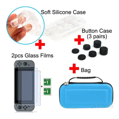 (6 in Kit-Blue) Portable Hard Shell Case for Nintend Switch Water-resistent EVA Carrying Storage