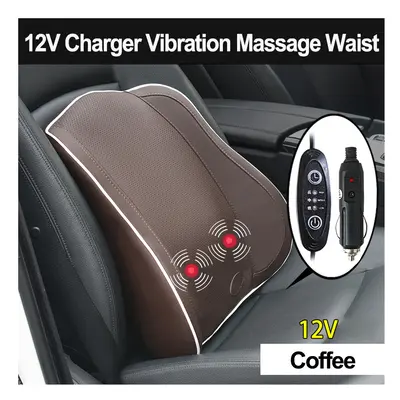 (Coffee-Waist-12V) USB Charger Electric Vibration Car Massager Pillow Pain Relief Car Seat