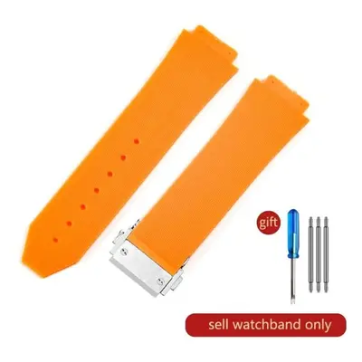 (J02-Orange-Steel-Z2 26x19mm) For Hublot Yubo High Quality Silicone Waterproof Watch Strap Class