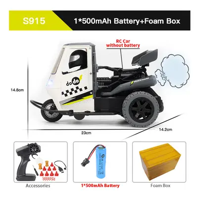 (S915 1B FB) ZWN S915 Three Wheels RC Car With Lights Spray 2.4G Remote Control Electric High Sp