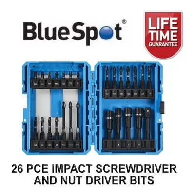 Bluespot 26pc Adaptor Impact Bit Holder Socket Set Drill Nut Driver Screwdriver