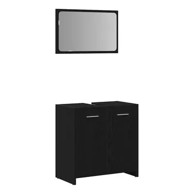 (black oak) vidaXL Bathroom Furniture Set Chipboard Storage Unit Cabinet Multi Colours