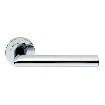 PAIR Straight Mitred Bar Handle on Round Rose Concealed Fix Polished Chrome