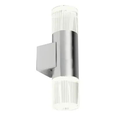 IP44 Accent Outdoor LED Light Steel Double Glass Up Down Wall Lamp Porch Garden