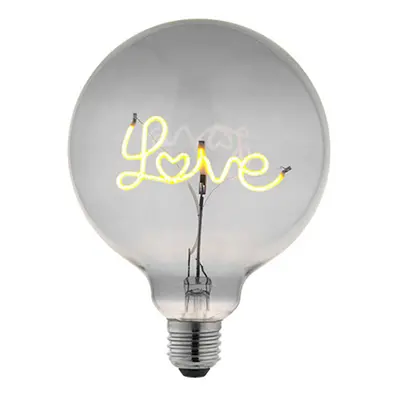 Decorative E27 LED Filament Bulb - LOVE Upwards Facing Lamp - Smoke Tinted Glass