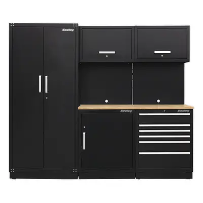 All-in-One 2.5m Garage Storage System - Modular Units - Oak Wood Worktop