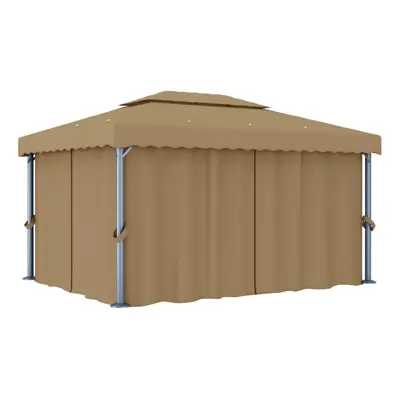 vidaXL Gazebo with Curtain 4x3 m Taupe Aluminium Garden Canopy Shelter Marquee