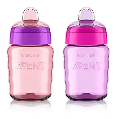 My Easy Sippy Cup with Soft Spout and Spill-Proof Design, Pink/Purple, 9oz, SCF553/23 (Pack of 2