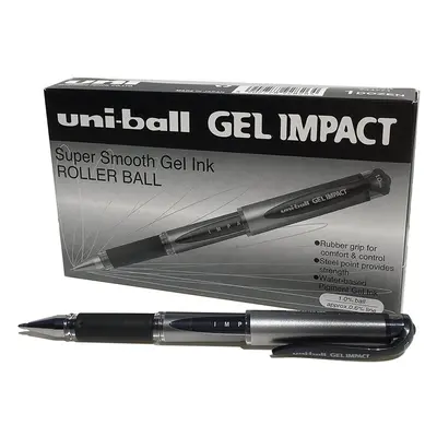 Uni-Ball UM-153S Signo Impact Gel Pens with Rubber Grip, Black Gel, 1mm Nib (Pack of 12)