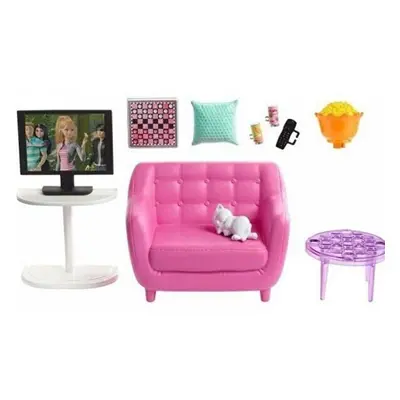 Barbie Indoor Furniture Playset Living Room Includes Kitten Furnitur