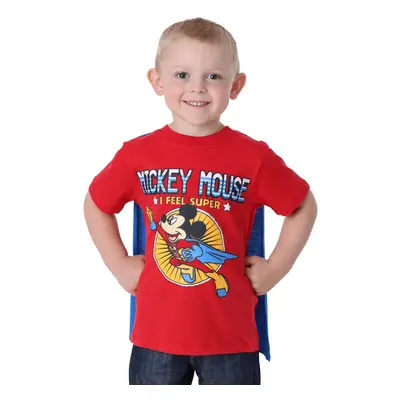 Disney Little Boys Toddler Mickey Mouse Super Short Sleeve Cape TShirt RedRoyal 4T