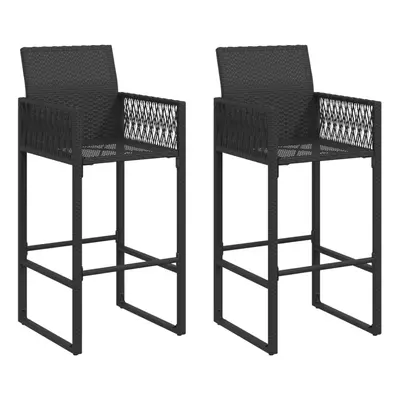 (black) vidaXL Garden Bar Stools Patio Bar Chair Outdoor Pub Chair pcs Poly Rattan