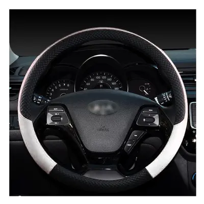 (White) Leather Sport Car Steering Wheel Cover leather braid on the steering wheel