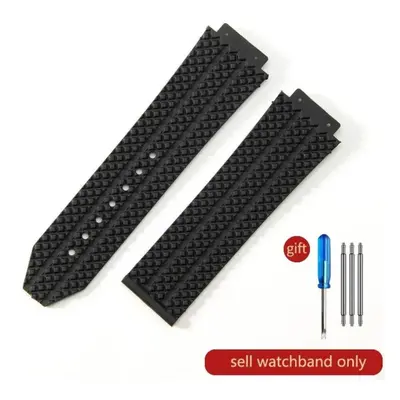 (J01-Black-No Buckle 24x17mm) For Hublot Yubo High Quality Silicone Waterproof Watch Strap Class