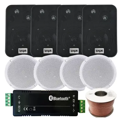 Bar Restaurant Bluetooth 8x Ceiling & Black Speakers Wireless Background Amp Kit