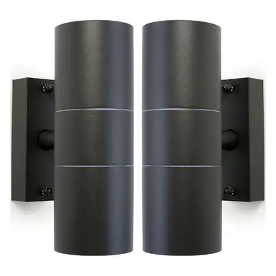 2 PACK GU10 Anthracite Up & Down Wall Lights Outdoor Twin Dimming Lamp Fitting