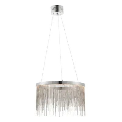 LED Ceiling Pendant Light 30W Warm White CHROME & Silver Chain Luxury Lamp