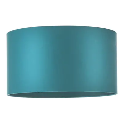 380mm Teal Satin Fabric Cylinder Lamp Shade - Rolled Edge - 10W E27 LED