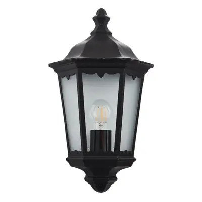 IP44 Outdoor Wall Light Matt Black Traditional Lantern Porch Flush Dimmable Lamp