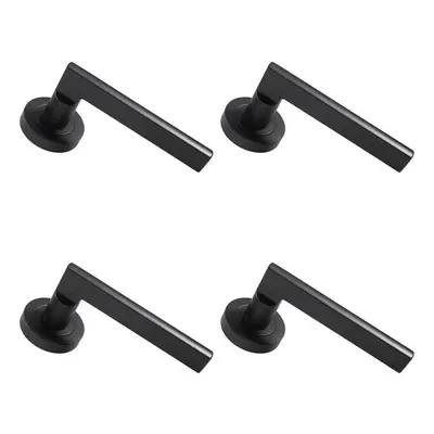 4x PAIR Straight Plinth Mounted Handle on Round Rose Concealed Fix Matt Black