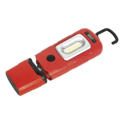 Lightweight Swivel Inspection Light - 3W COB & 1W SMD LED - Rechargeable - Red