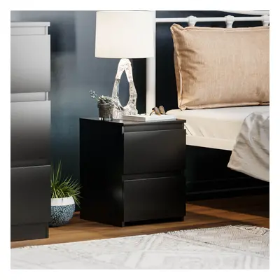 (Black) Denver Drawer Bedside Chest Side End Cabinet